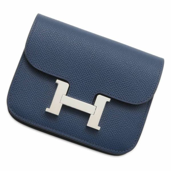 エルメス 財布 コンスタンス スリム ブルーネイビー/シルバー金具 エプソン B刻印 HERMES 財布