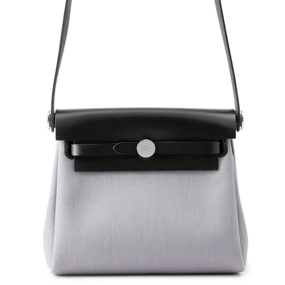 エルメス ショルダーバッグ エールバッグジップ ミニ ブラック/グリパンタン/シルバー金具 トワルミリタリー/ヴァッシュハンター K刻印 黒