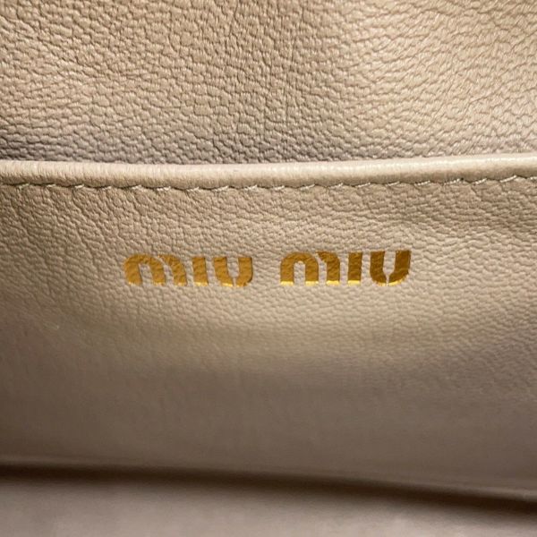 ミュウミュウ ハンドバッグ ジップド トップハンドル シープファー 5BB092 MIUMIU 2way 白
