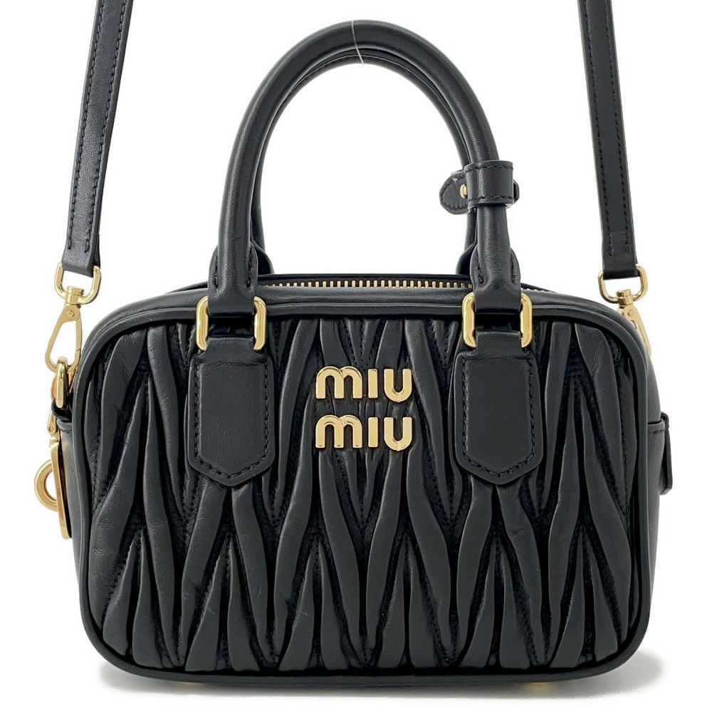 ミュウミュウ ハンドバッグ マテラッセ アルカディ スモール ナッパレザー 5BB123 Miu Miu 2way 黒