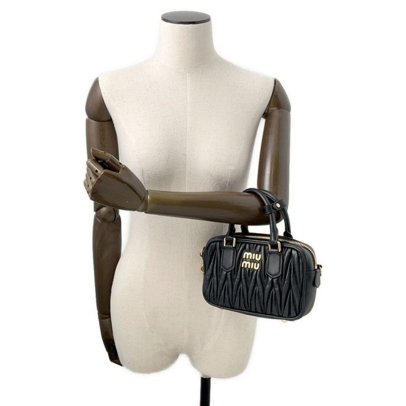 ミュウミュウ ハンドバッグ マテラッセ アルカディ スモール ナッパレザー 5BB123 Miu Miu 2way 黒