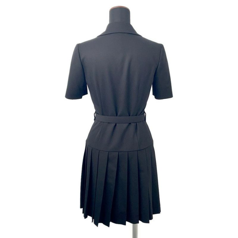 ミュウミュウ ワンピース ミニシャツドレス プリーツ レディースサイズ36 MF5621 Miu Miu トップス 黒