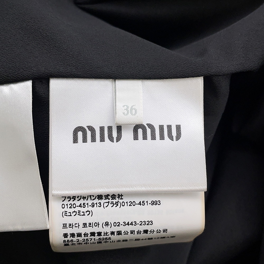 ミュウミュウ ワンピース ミニシャツドレス プリーツ レディースサイズ36 MF5621 Miu Miu トップス 黒