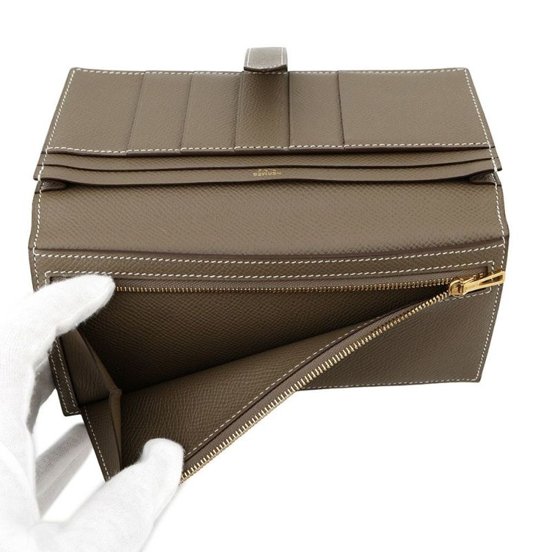 エルメス 長財布 ベアンスフレ エトゥープ/ゴールド金具 エプソン A刻印 HERMES 財布