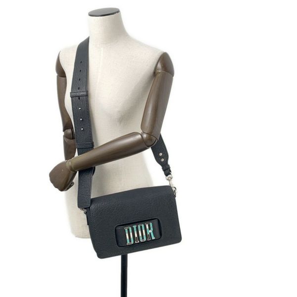 クリスチャン・ディオール ショルダーバッグ ディオレボリューション モザイクロゴ レザー Christian Dior 黒