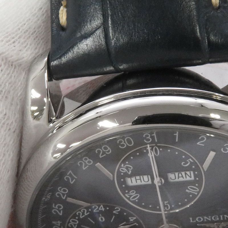 ロンジン マスターコレクション クロノグラフ ムーンフェイズ L2.673.4.92.0 ブルー文字盤