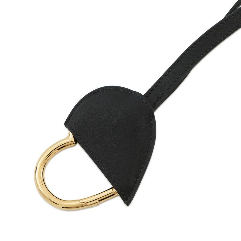 エルメス ネックストラップ オ・クール・デュ・フォーブル ブラック/ゴールド金具 スイフト W刻印 アクセサリー 黒