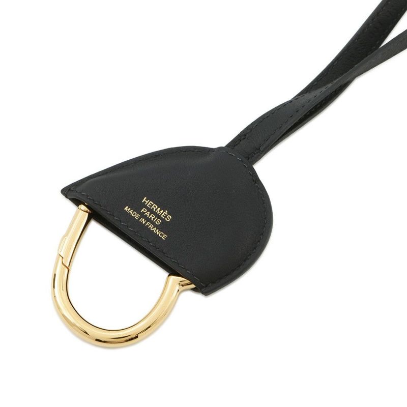 エルメス ネックストラップ オ・クール・デュ・フォーブル ブラック/ゴールド金具 スイフト W刻印 アクセサリー 黒