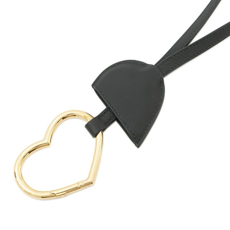 エルメス ネックストラップ オ・クール・デュ・フォーブル ブラック/ゴールド金具 スイフト W刻印 アクセサリー 黒