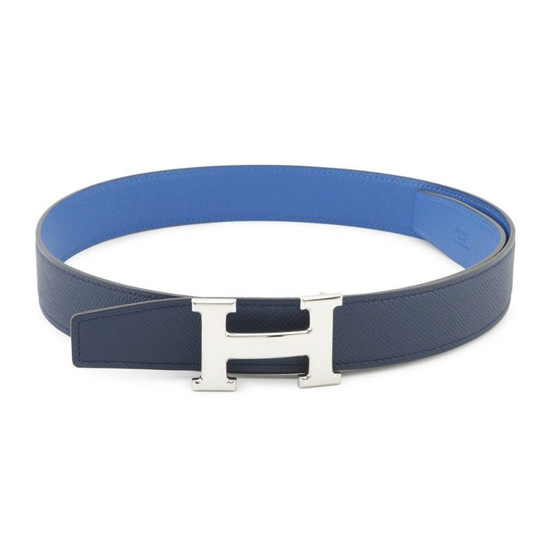 エルメス べルト コンスタンス リバーシブル ブルーサフィール/ブルーフランス/シルバー金具 エプソン B刻印 サイズ85 メンズ