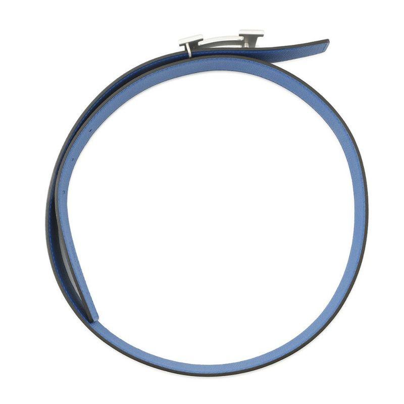 エルメス べルト コンスタンス リバーシブル ブルーサフィール/ブルーフランス/シルバー金具 エプソン B刻印 サイズ85 メンズ