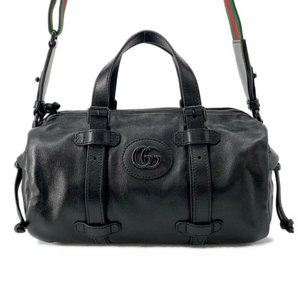 グッチ ハンドバッグ ダブルG スモール ダッフル レザー 725701 GUCCI 2wayショルダーバッグ 黒