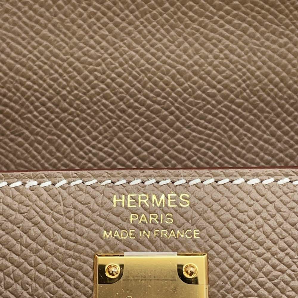 エルメス ハンドバッグ ケリー25 外縫い エトゥープ/ゴールド金具 エプソン W刻印 2wayショルダー