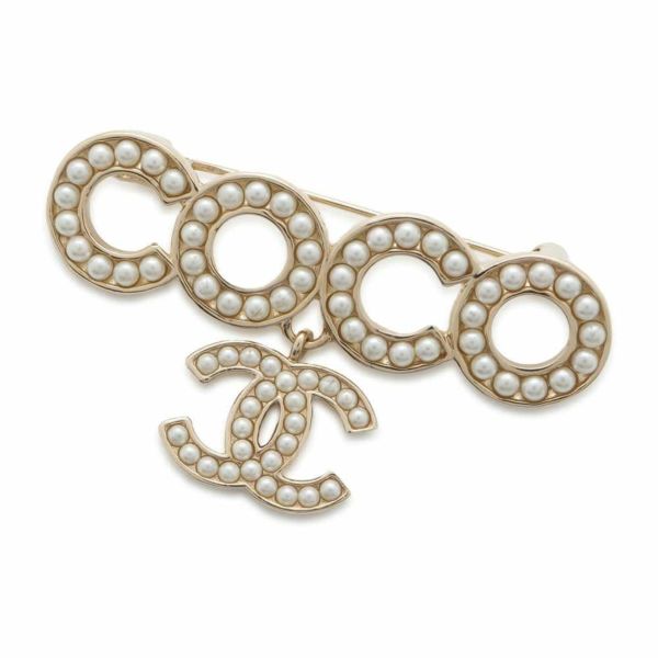 シャネル ブローチ ココマーク COCO ロゴ メタル フェイクパール CHANEL アクセサリー