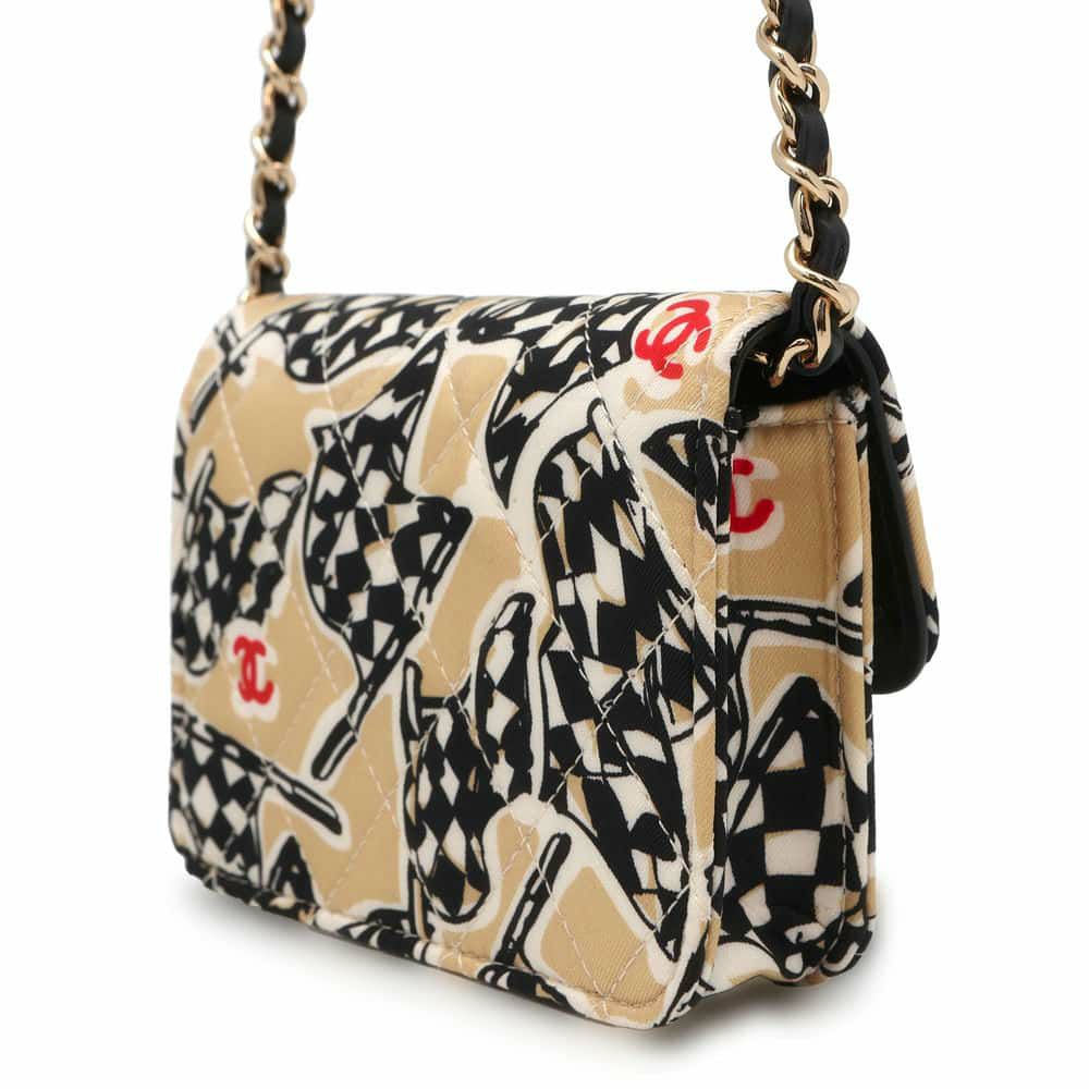 シャネル チェーンショルダーバッグ チェッカーフラッグ ココマーク キャンバス CHANEL ノベルティ