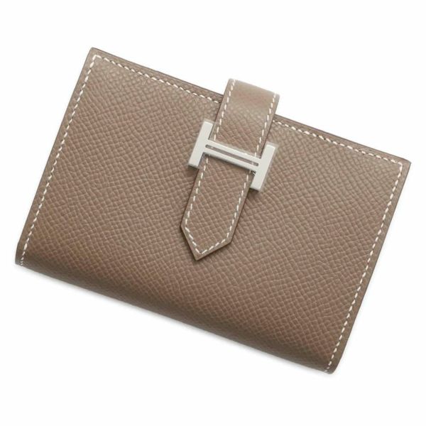 エルメス カードケース ベアン ミニ エトゥープ/シルバー金具 エプソン W刻印 HERMES 財布