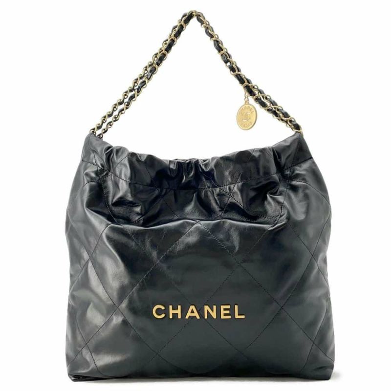 シャネル ハンドバッグ シャネル22 シャイニーカーフレザー AS3261 CHANEL バッグ ショルダーバッグ 黒