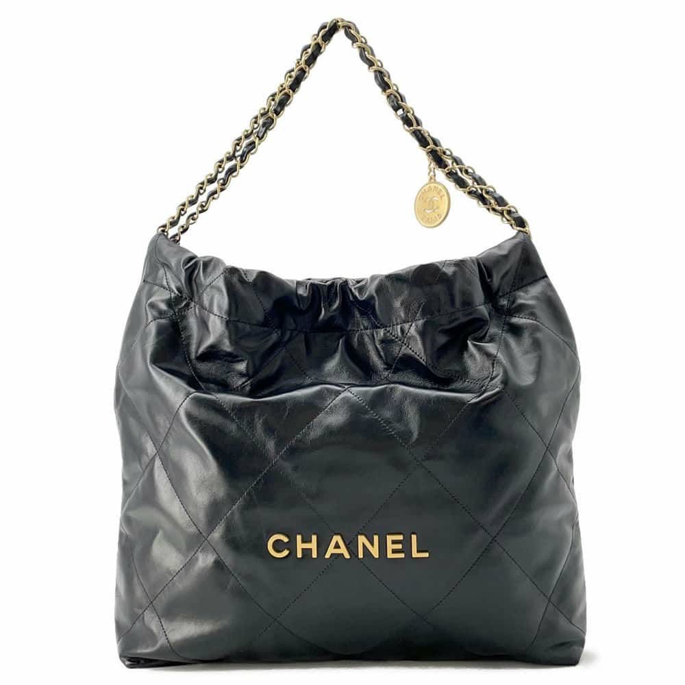 シャネル ハンドバッグ シャネル22 シャイニーカーフレザー AS3261 CHANEL バッグ ショルダーバッグ 黒