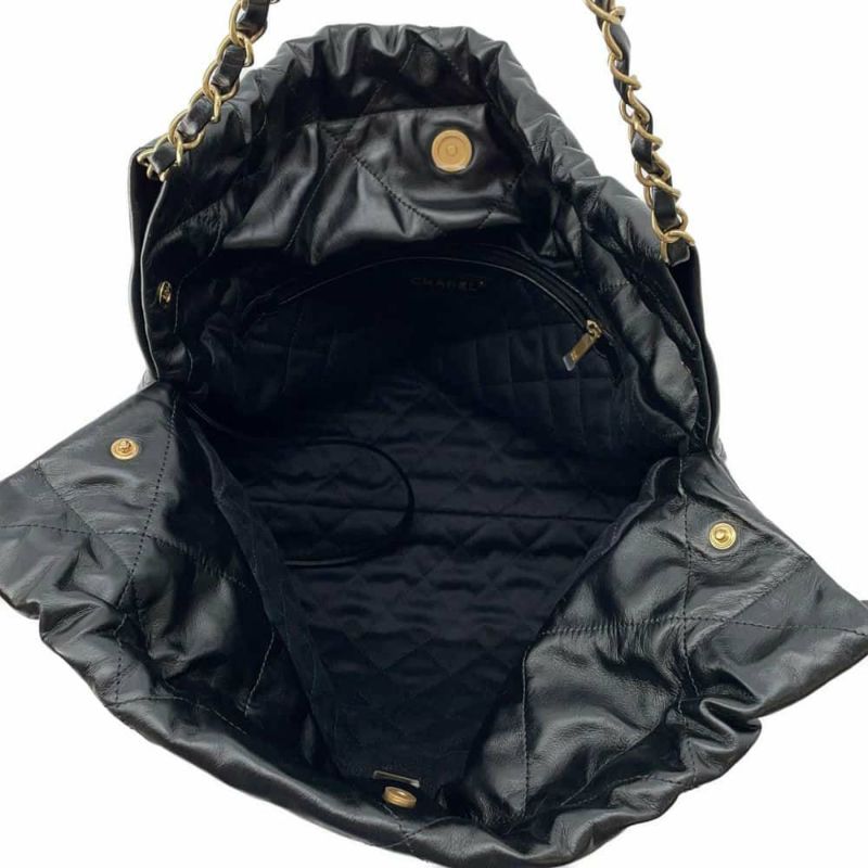 シャネル ハンドバッグ シャネル22 シャイニーカーフレザー AS3261 CHANEL バッグ ショルダーバッグ 黒