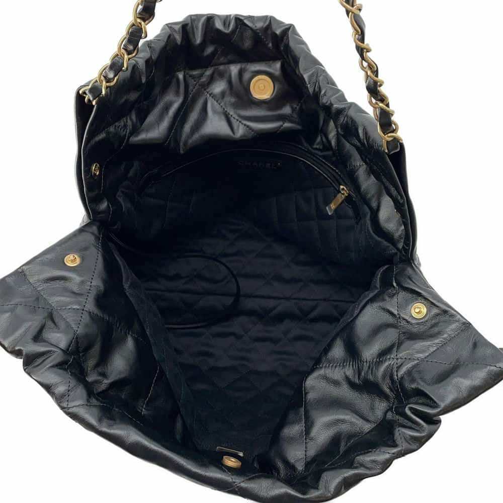 シャネル ハンドバッグ シャネル22 シャイニーカーフレザー AS3261 CHANEL バッグ ショルダーバッグ 黒