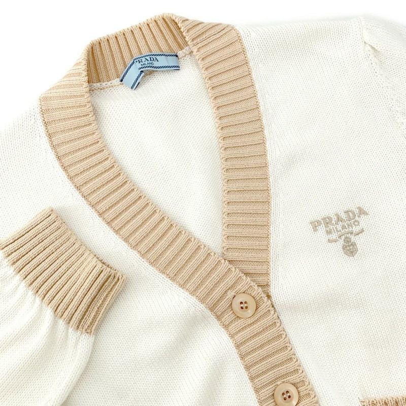プラダ カーディガン クロップド コットン レディースサイズ36 P25I04 PRADA 白