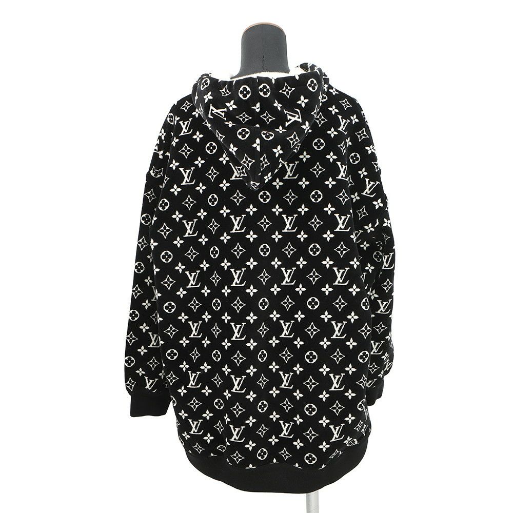 ルイヴィトン パーカー モノグラム ベロア コットン100% レディースXL LOUIS VUITTON ヴィトン 黒