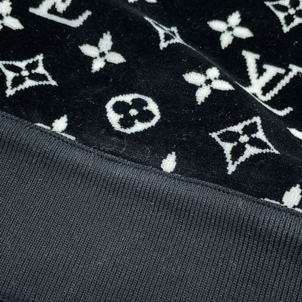 ルイヴィトン パーカー モノグラム ベロア コットン100% レディースXL LOUIS VUITTON ヴィトン 黒