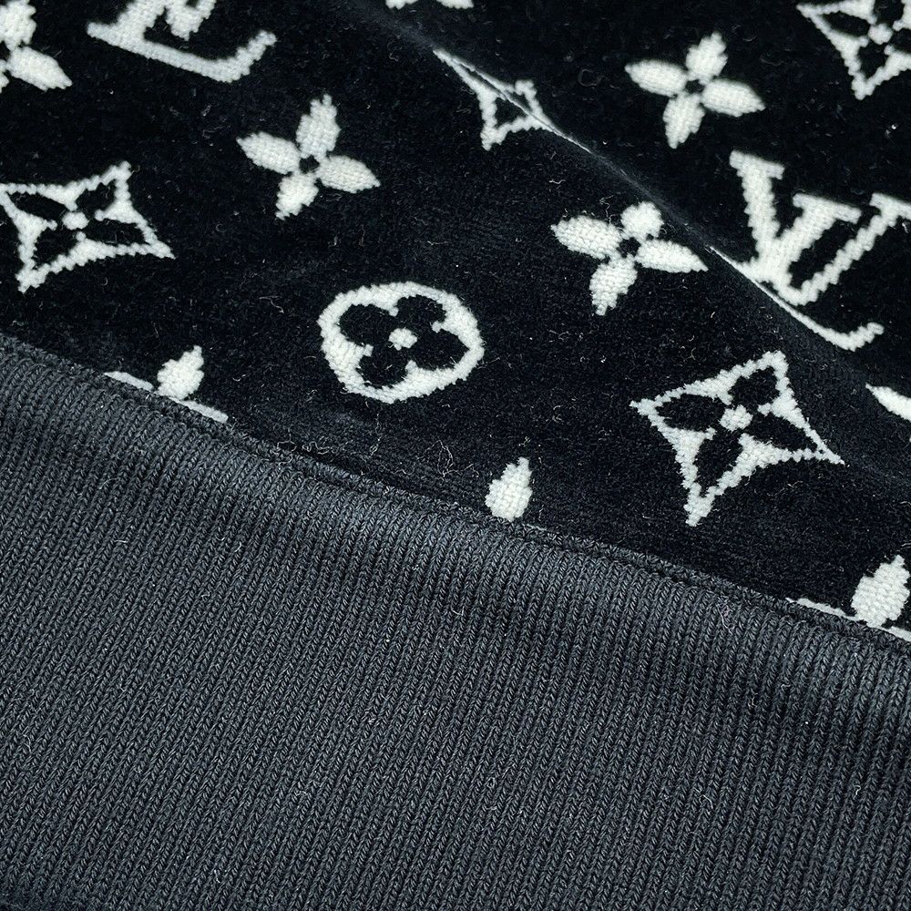 ルイヴィトン パーカー モノグラム ベロア コットン100% レディースXL LOUIS VUITTON ヴィトン 黒