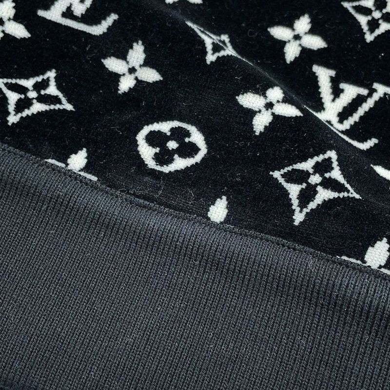 ルイヴィトン パーカー モノグラム ベロア コットン100% レディースXL LOUIS VUITTON ヴィトン 黒