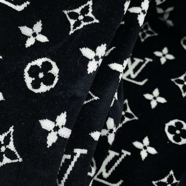 ルイヴィトン パーカー モノグラム ベロア コットン100% レディースXL LOUIS VUITTON ヴィトン 黒