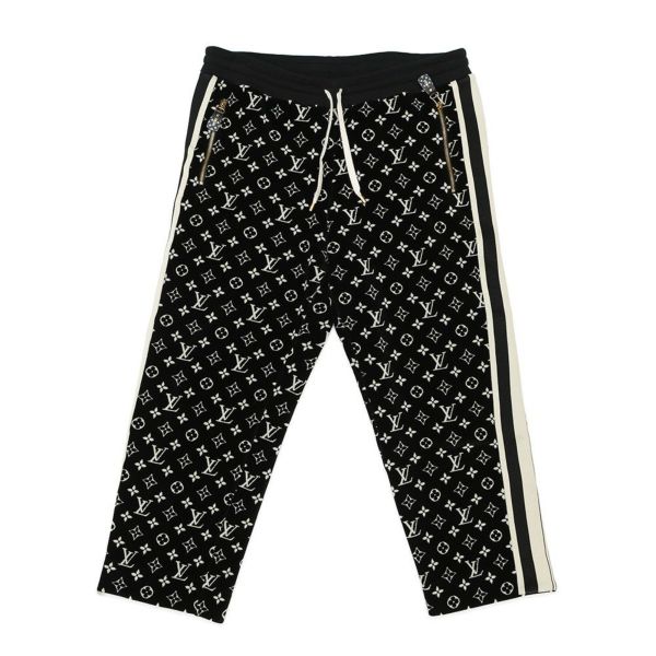 ルイヴィトン ボトムス モノグラム ベロアパンツ コットン レディースサイズXL LOUIS VUITTON ヴィトン 黒