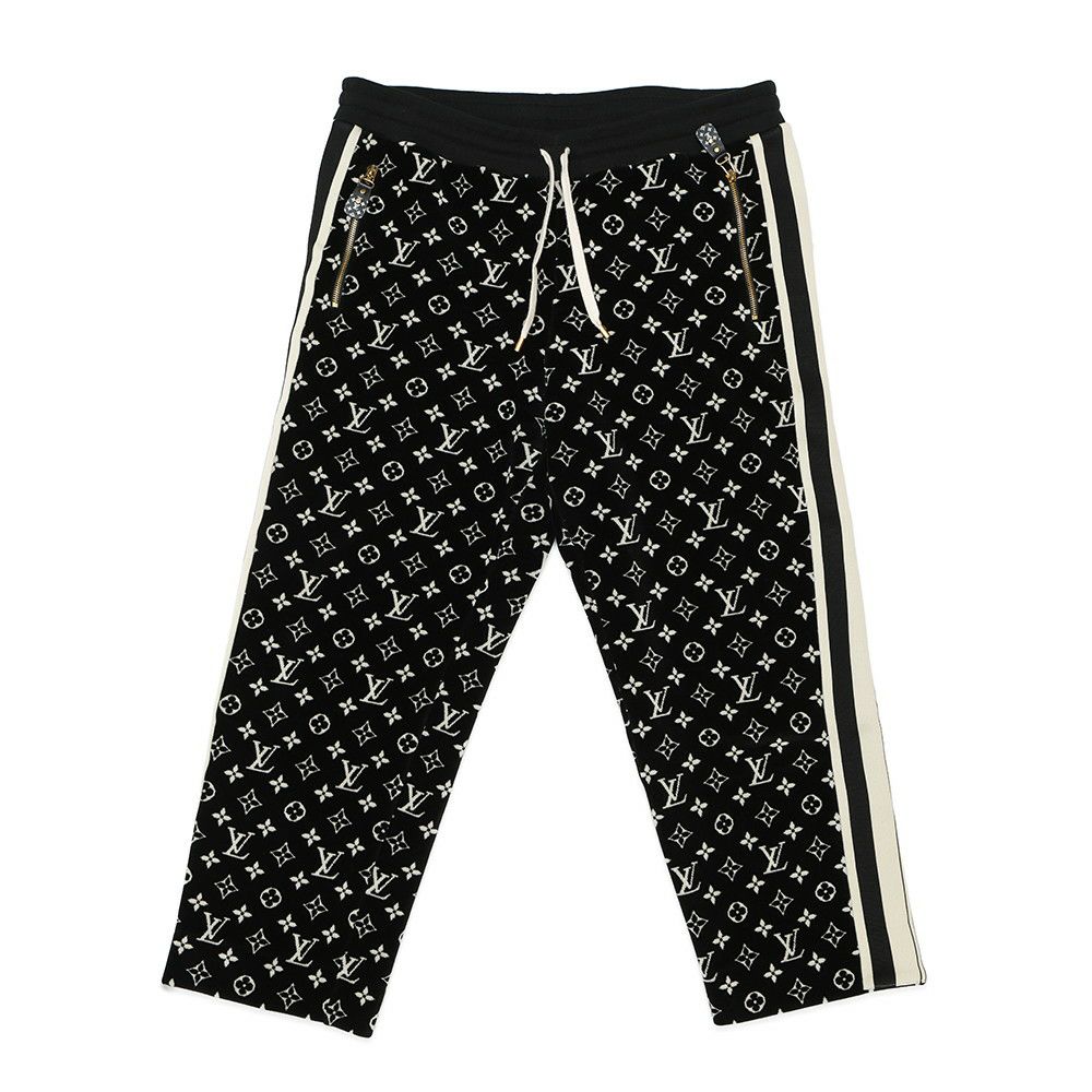 ルイヴィトン ボトムス モノグラム ベロアパンツ コットン レディースサイズXL LOUIS VUITTON ヴィトン 黒