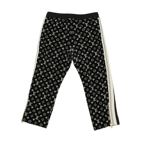 ルイヴィトン ボトムス モノグラム ベロアパンツ コットン レディースサイズXL LOUIS VUITTON ヴィトン 黒