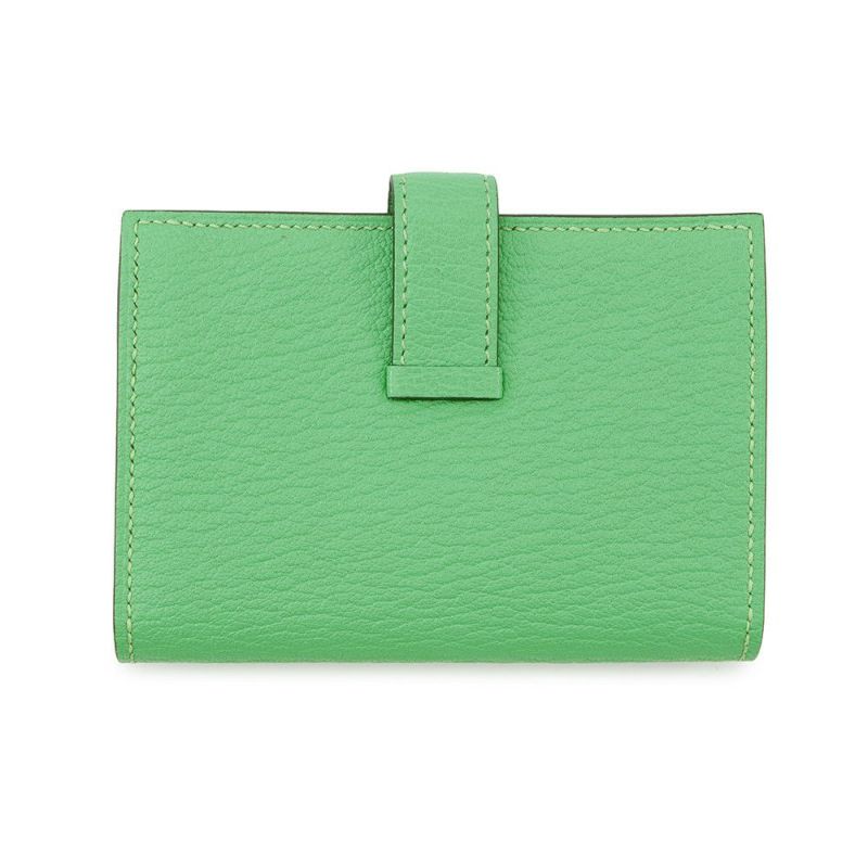 エルメス カードケース ベアン ミニ ヴェールコミック/シルバー金具 シェブルミゾル B刻印 HERMES 名刺入れ