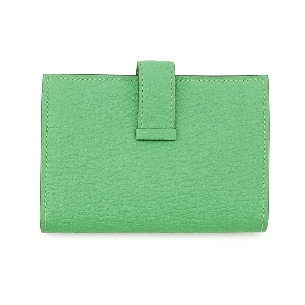 エルメス カードケース ベアン ミニ ヴェールコミック/シルバー金具 シェブルミゾル B刻印 HERMES 名刺入れ