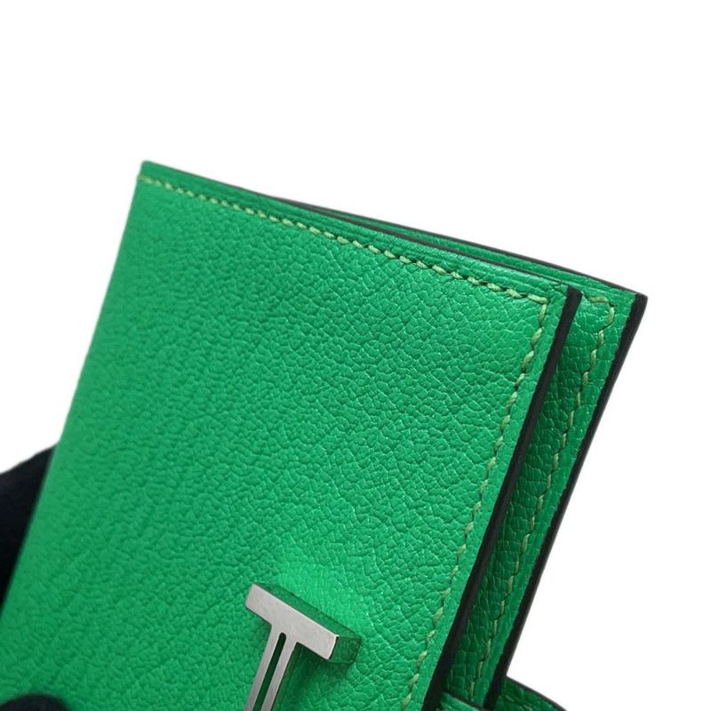 エルメス カードケース ベアン ミニ ヴェールコミック/シルバー金具 シェブルミゾル B刻印 HERMES 名刺入れ