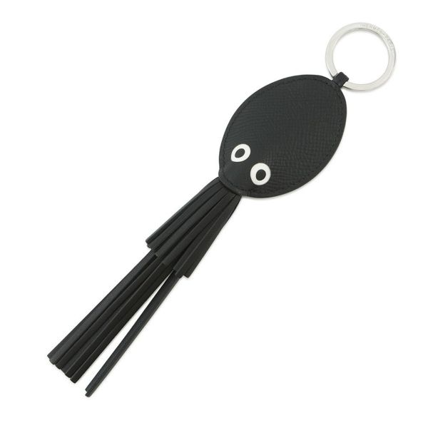 エルメス キーホルダー プルプ ブラック/シルバー金具 エプソン/ラムスキン W刻印 HERMES チャーム 黒