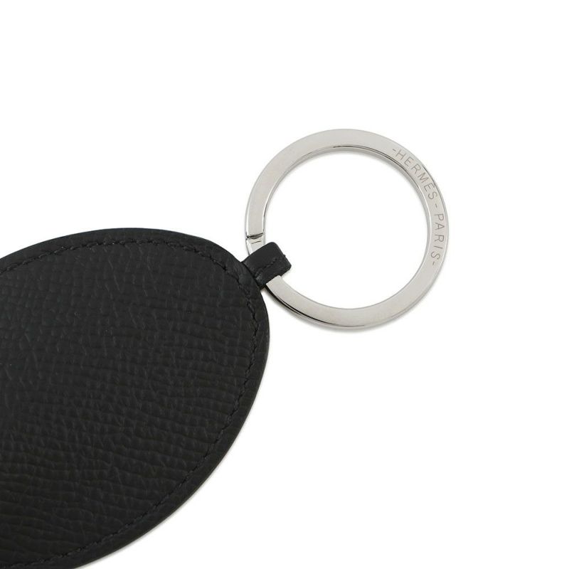 エルメス キーホルダー プルプ ブラック/シルバー金具 エプソン/ラムスキン W刻印 HERMES チャーム 黒