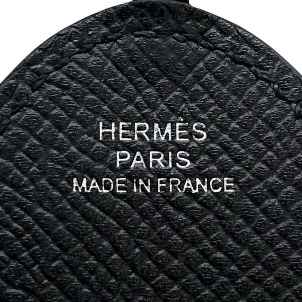 エルメス キーホルダー プルプ ブラック/シルバー金具 エプソン/ラムスキン W刻印 HERMES チャーム 黒