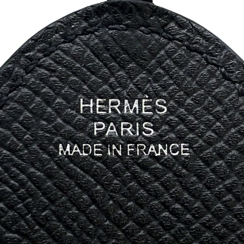 エルメス キーホルダー プルプ ブラック/シルバー金具 エプソン/ラムスキン W刻印 HERMES チャーム 黒