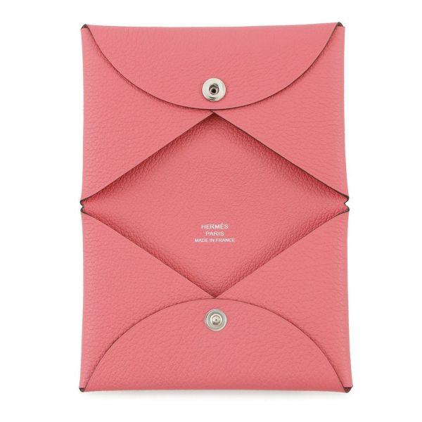 エルメス カードケース カルヴィ ローズアザレ エバーカラー K刻印 HERMES 名刺入れ