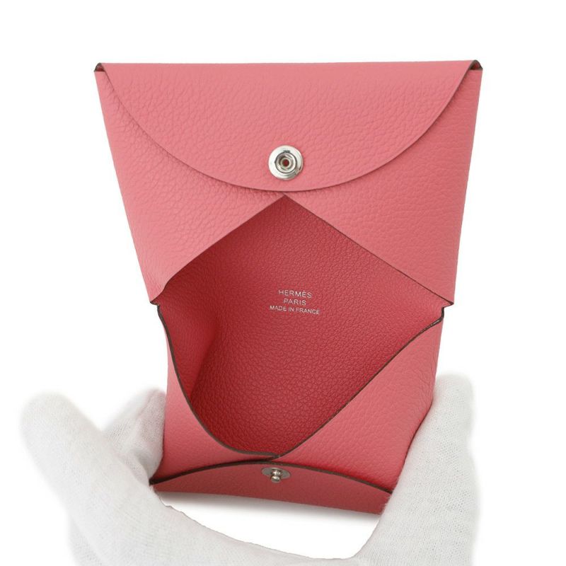 エルメス カードケース カルヴィ ローズアザレ エバーカラー K刻印 HERMES 名刺入れ