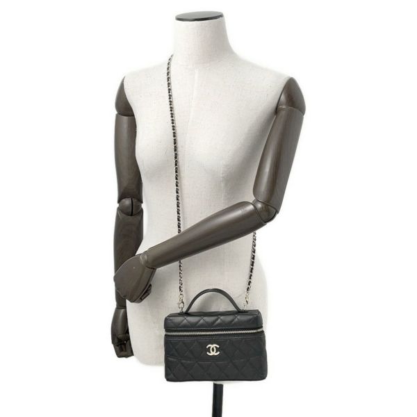 シャネル チェーンショルダーバッグ マトラッセ バニティ ココマーク キャビアスキン AP4385 CHANEL ヴァニティ 黒