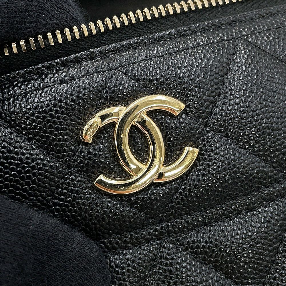 シャネル チェーンショルダーバッグ マトラッセ バニティ ココマーク キャビアスキン AP4385 CHANEL ヴァニティ 黒