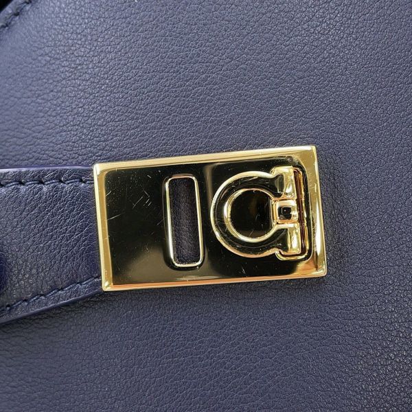 フェラガモ ハンドバッグ ハグ Hug XS カーフレザー 215975 Ferragamo 2way ネイビー