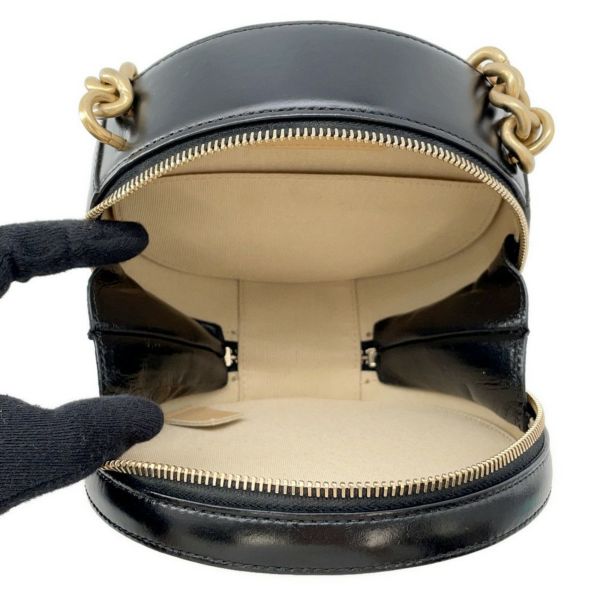 シャネル チェーンショルダーバッグ ラウンド レザー A91946 CHANEL バッグ 黒