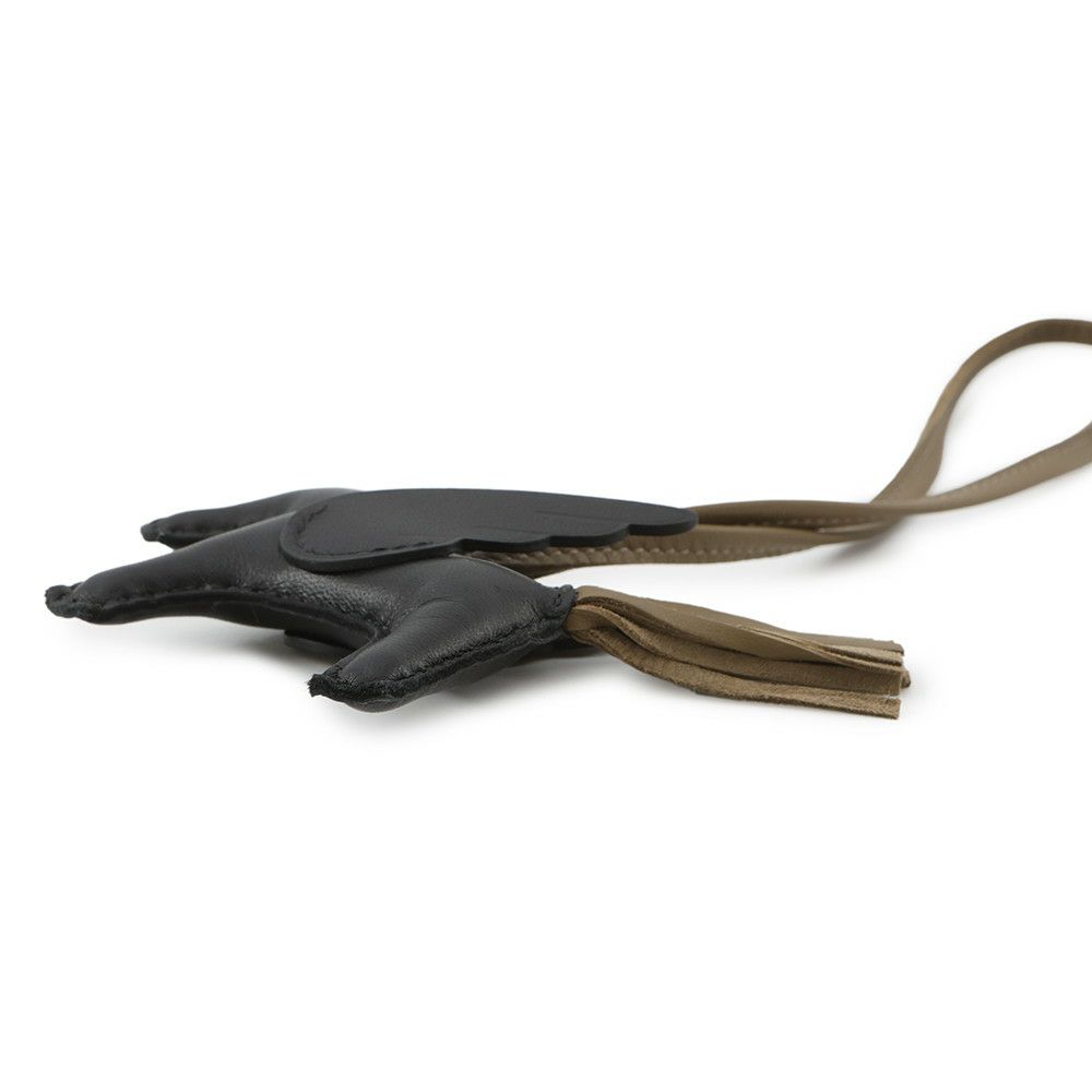 エルメス バッグチャーム ロデオPM ペガサス ブラック/エトゥープ ラムスキン W刻印 黒