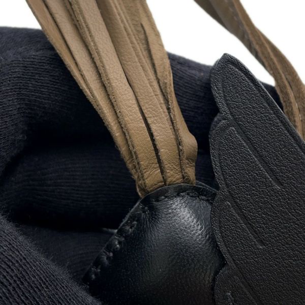 エルメス バッグチャーム ロデオPM ペガサス ブラック/エトゥープ ラムスキン W刻印 黒