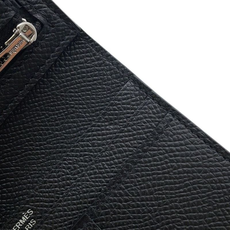 エルメス 二つ折り財布 ベアンコンパクト ブラック/ブラック金具 エプソン B刻印 財布 黒