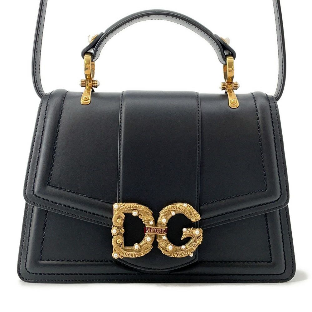 ドルチェ＆ガッバーナ ハンドバッグ DG アモーレ カーフレザー DOLCE&GABBANA 2way 黒
